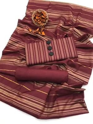 Maroon Printed 3 Pcs Women Suit Cotton Lawn Eid Shaadi - Women's Unstitched - Hunny Collection PK