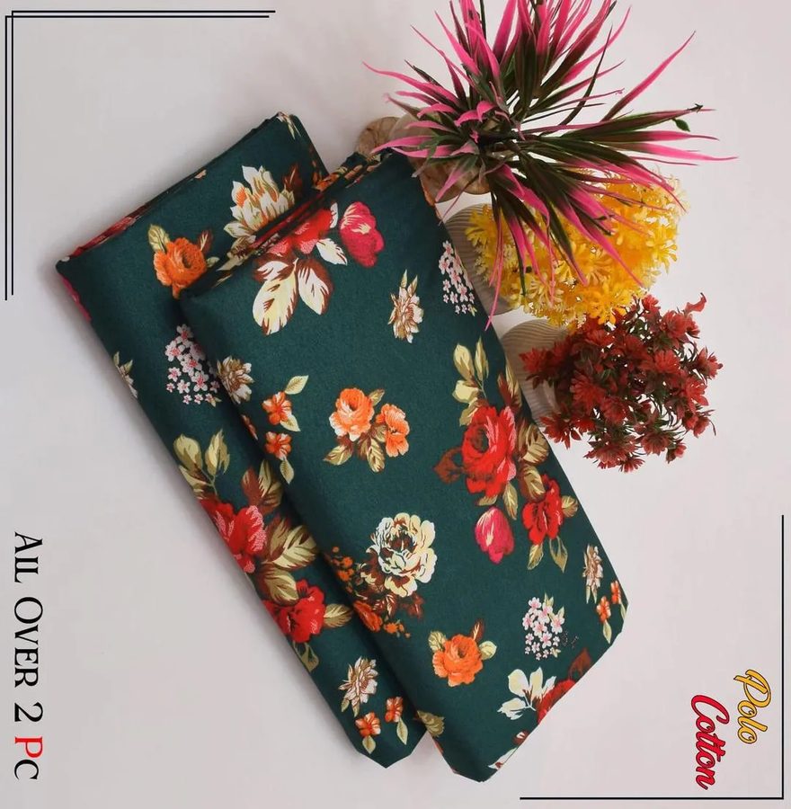 Green Floral Printed Cotton 2Pc Shirt & Trouser Set