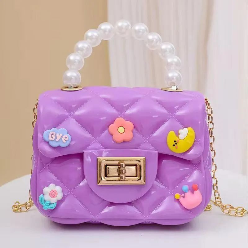 Purple Quilted Mini Crossbody Bag for Girls view 2