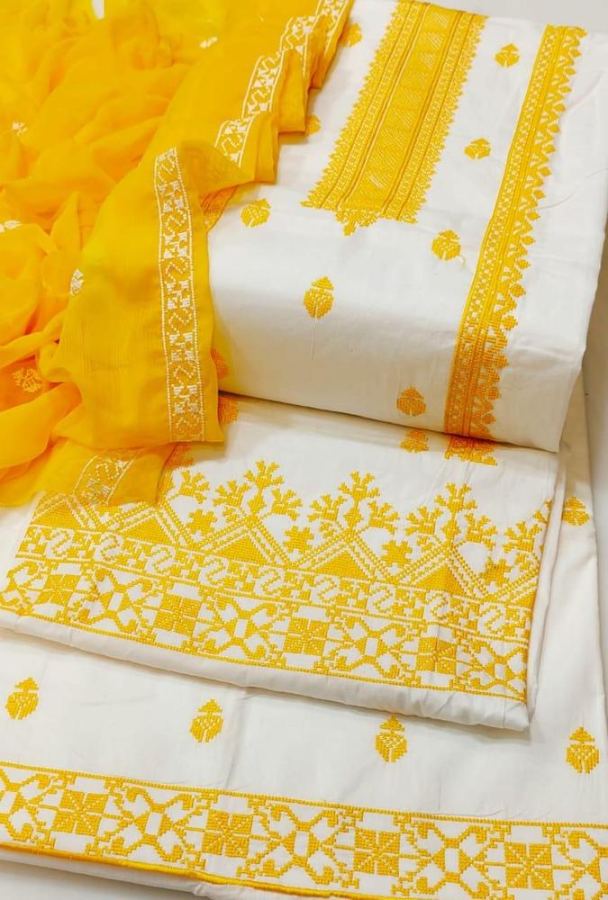Yellow Embroidered Lawn 3-Piece Suit for Women view 2