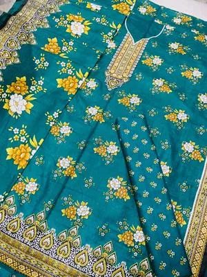 Swiss Lawn 3 Pcs Women's Unstitched Printed Suit - Women's Unstitched - Hunny Collection PK