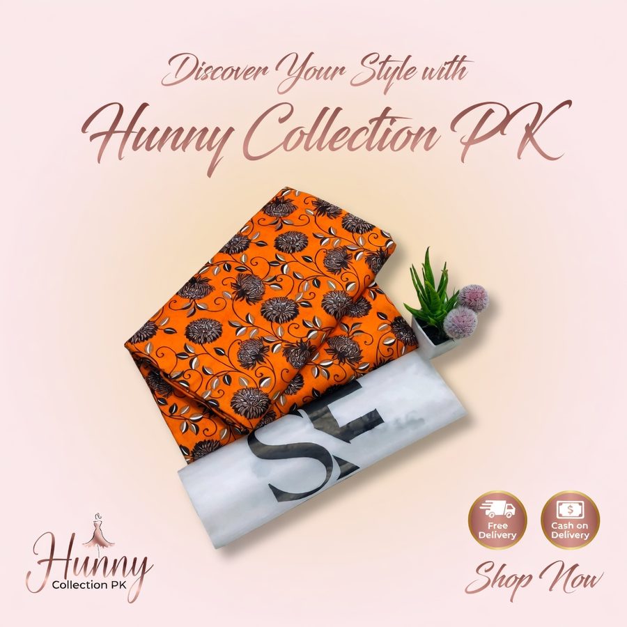 2 Pcs Women's Unstitched Printed Suit - Women's Unstitched - Hunny Collection PK