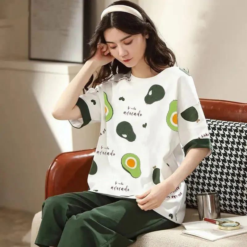 Avocado Print Night Suit for Women Medium to XL view 3