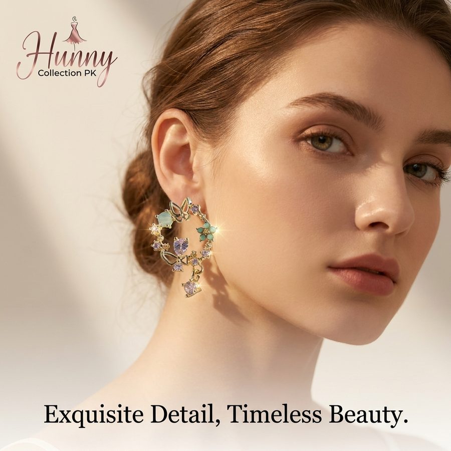 Elegant Butterfly Earrings for Women with Gemstones