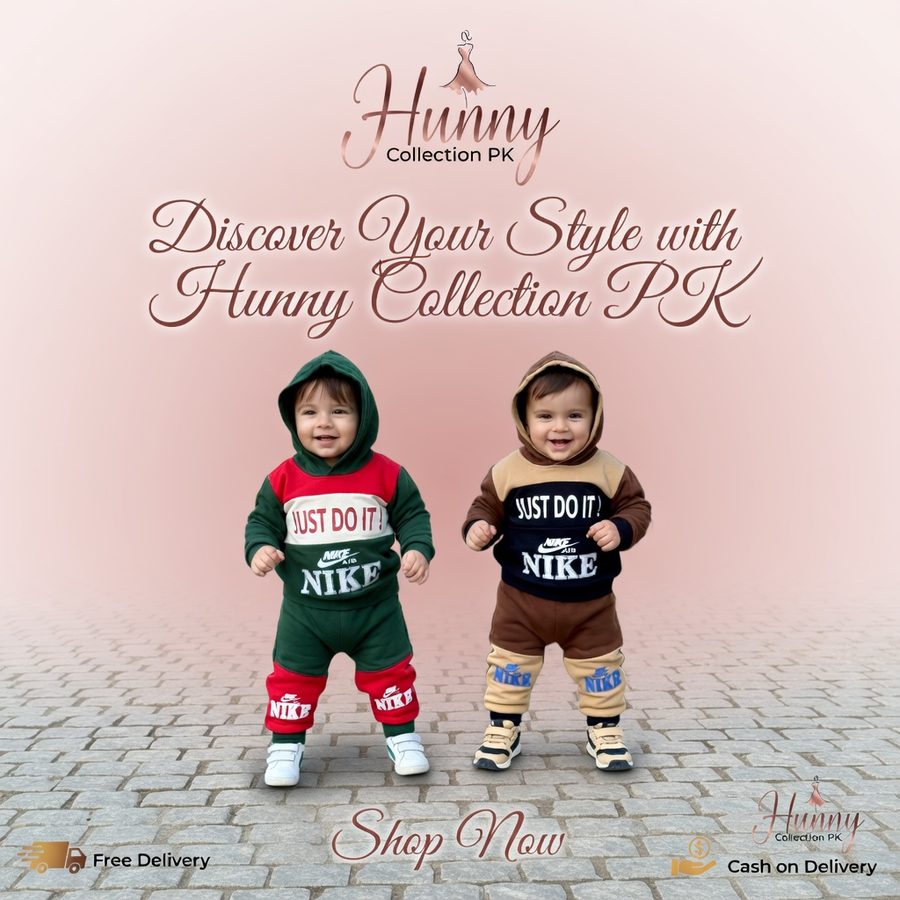 2 Pcs Boy's Girls Printed Hoodie Tracksuit Winter Collection