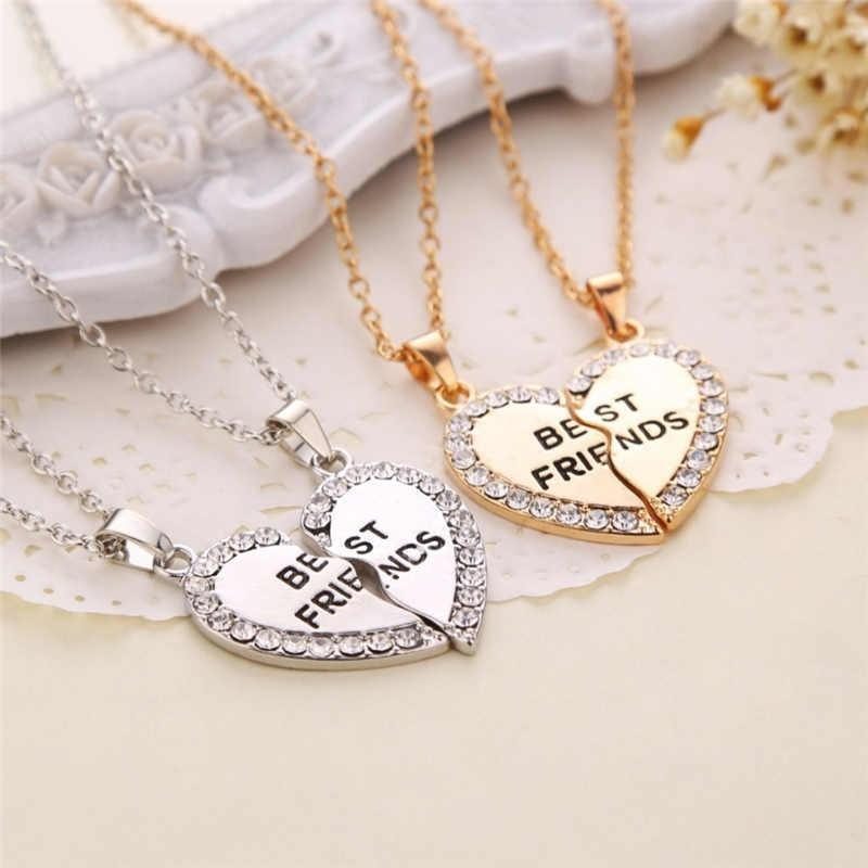 Best Friend heart necklaces Gold and Silver set  view 2