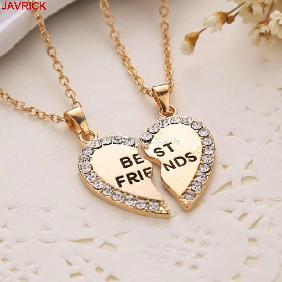 Best Friend heart necklaces Gold and Silver set  view 3