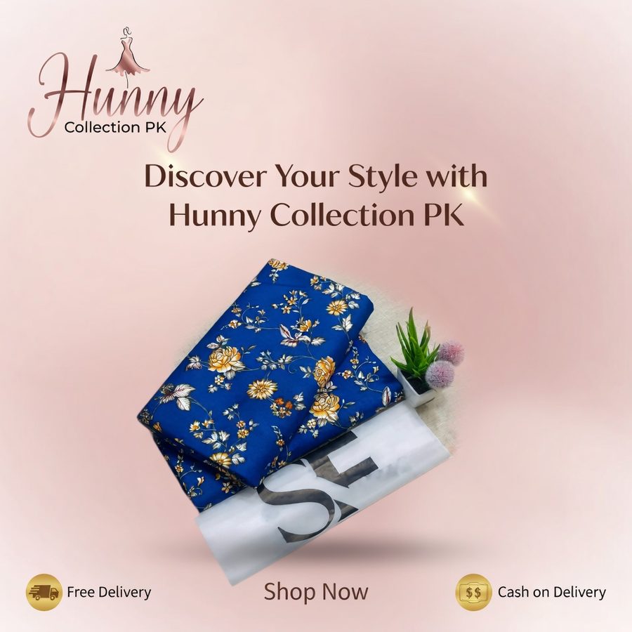 2 Pcs Women's Unstitched Printed Suit - Women's Unstitched - Hunny Collection PK