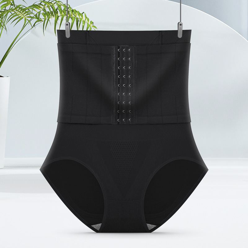 Women High Waist Belly Shaping Pants Black Buckle Pressurized view 3