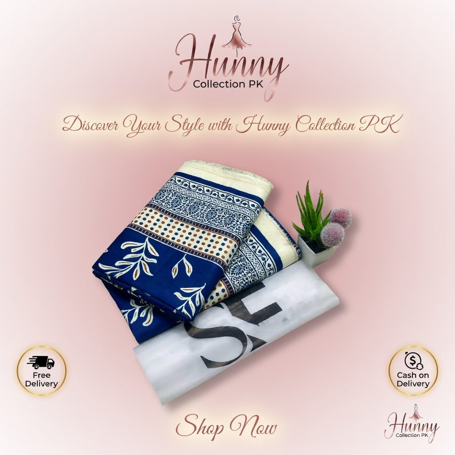2 Pcs Women's Unstitched Printed Suit - Women's Unstitched - Hunny Collection PK