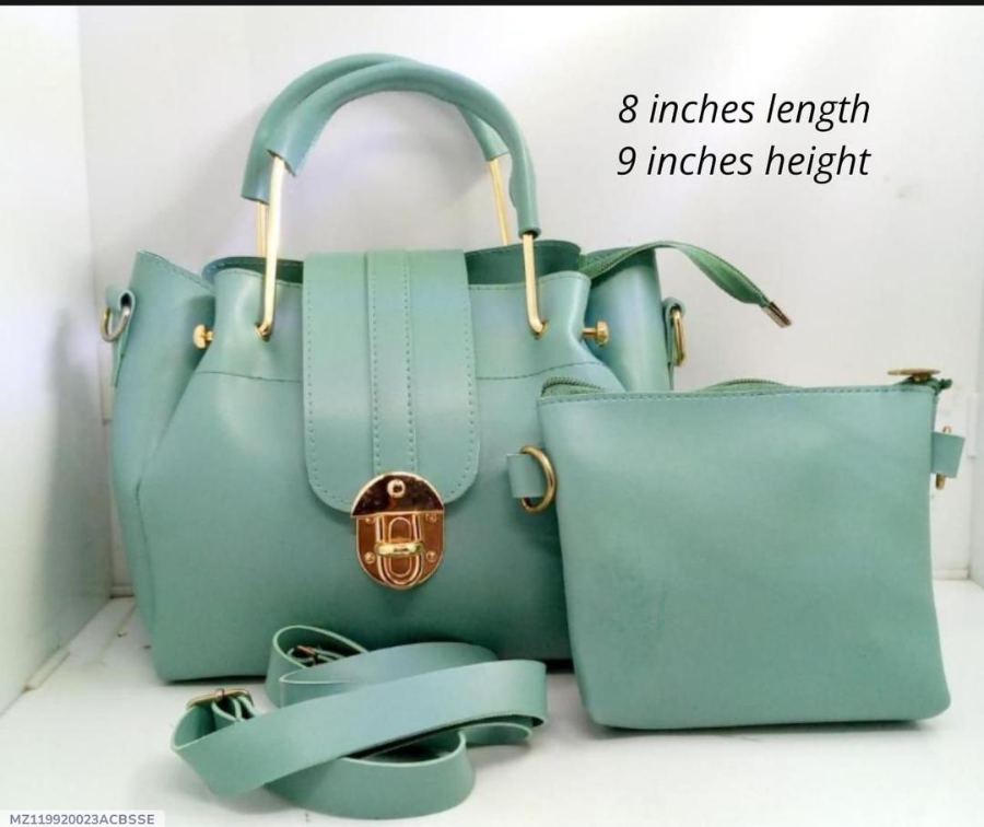 Green PU Leather Crossbody Bag Set with Pouch - Bags - Hunny Collection PK