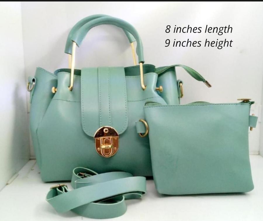Green PU Leather Crossbody Bag Set with Pouch view 3