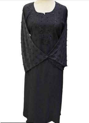 Black Embroidered Women's Abaya with Cross Front Sleeves