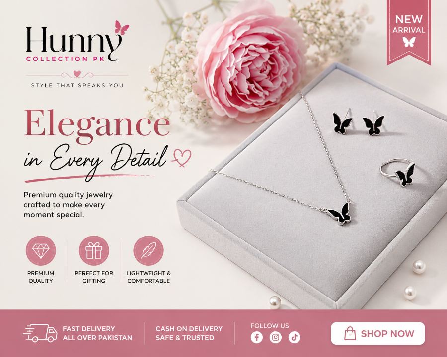 Butterfly Necklace Set Gold Tones Lightweight Alloy for Women - Women's Stitched Suits - Hunny Collection PK