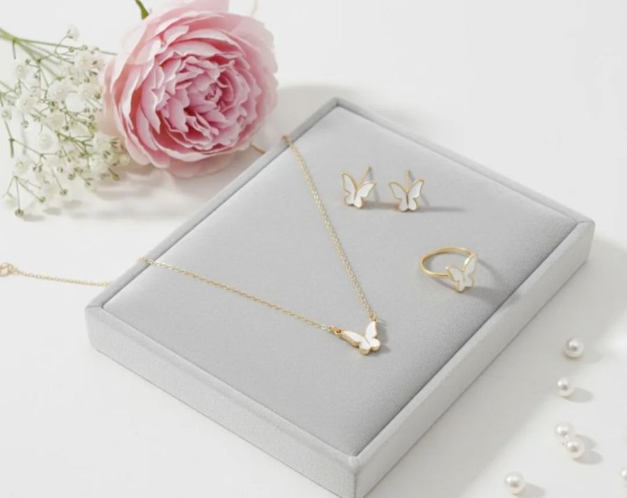 Butterfly Necklace Set Gold Tones Lightweight Alloy for Women view 2