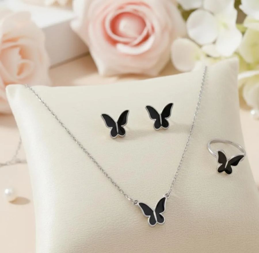 Butterfly Necklace Set Gold Tones Lightweight Alloy for Women view 3