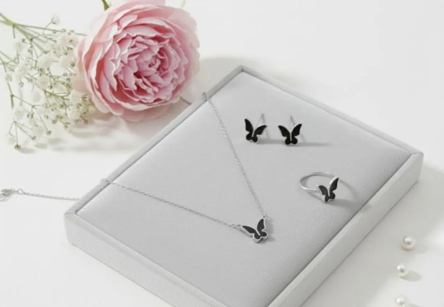 Butterfly Necklace Set Gold Tones Lightweight Alloy for Women view 4