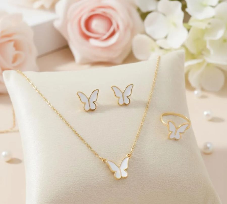Butterfly Necklace Set Gold Tones Lightweight Alloy for Women view 5