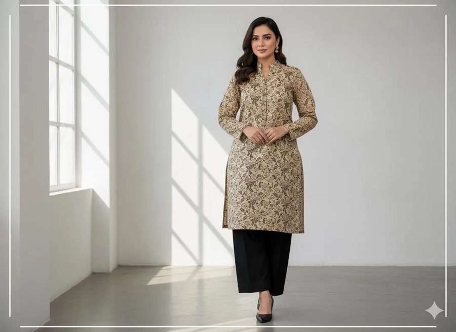 Block Printed Katan Silk 2-Piece Suit for Women - Women's Unstitched - Hunny Collection PK