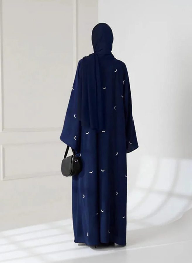 Blue Moon Embroidered Georgette Abaya with Stoller